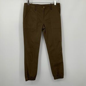 Veronica Beard Field jogger pants army olive green cotton twill cargo brown 4